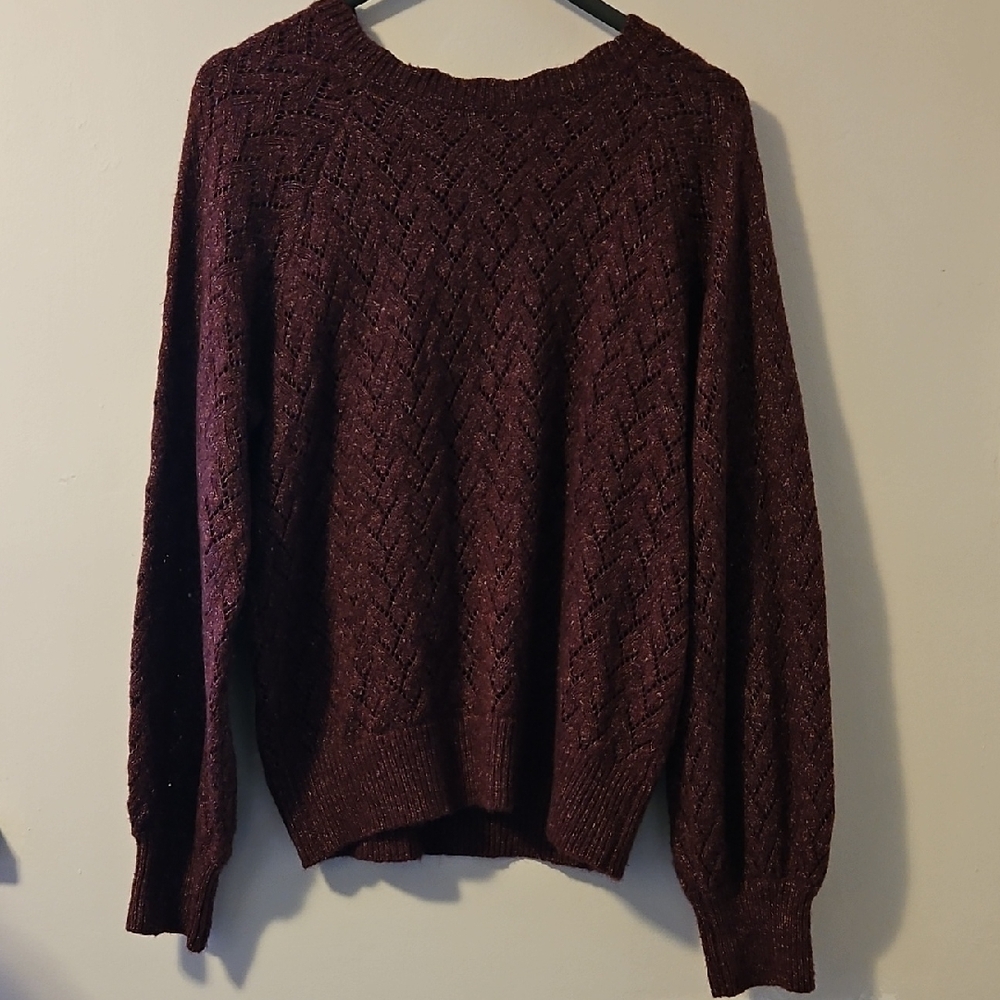 RW&CO. Maroon Textured Knit Top